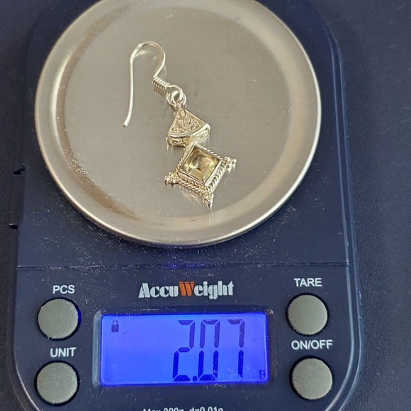 Sterling Silver Citrine Earrings Vintage - Picture 11 of 16